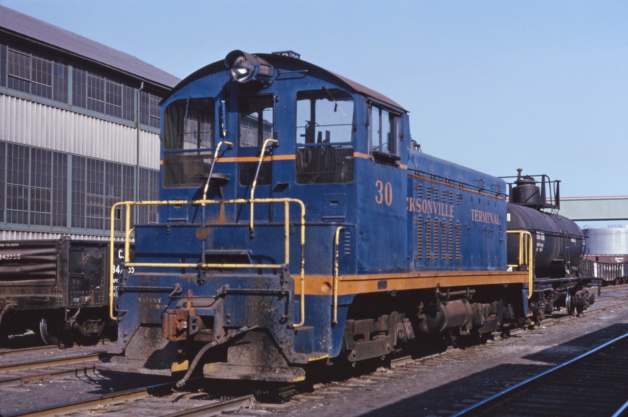 For many years, Dofasco's Internal Transportation Department performed its own industrial switching. Jacksonville Terminal NW2 30 is shown in Hamilton shortly after its March 1965 acquisition. This locomotive was sold in 2005--see this article on the Old Time Trains web site:
http://trainweb.org/oldtimetrains/industrial/ont/dofasco.htm