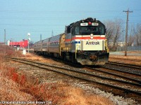 AMTK GP40TC 196 ex-GO unit leads the Maple Leaf between Toronto and New York.