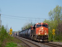 CN 368 is about to pass Dorval Station with CN 2924 leading another ES44AC.