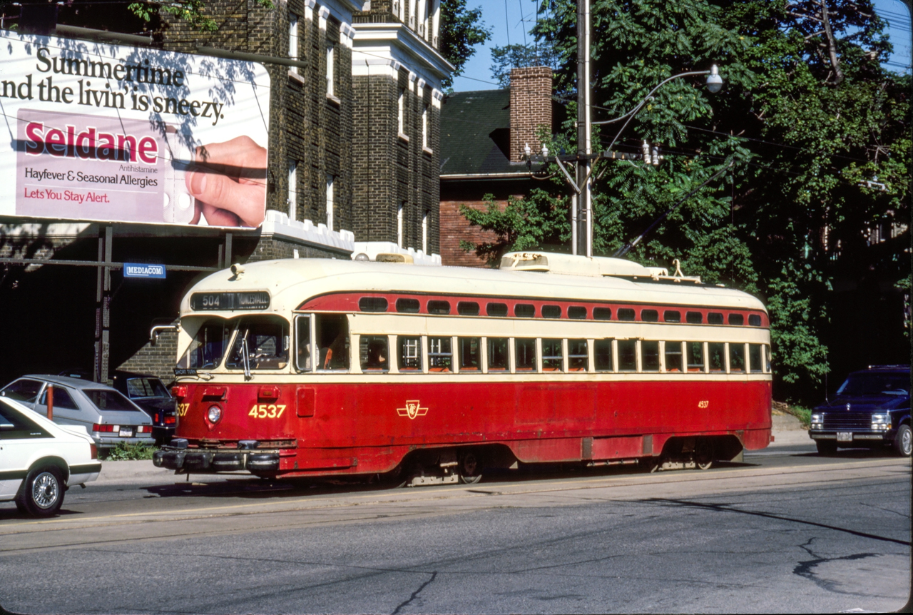 TTC 4537 is in Toronto on August 11, 1987.