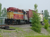 Recently arrived Iowa Norther GP40-2 IANR 4100 by itself working on CN L58721 06 Rivière-des-Prairies, QC to Joliette, QC local, returning from Joliette long hood forward with 2 cars for RDP