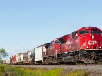 CP 7032 pulls west out of Trenton. Longer days mean better chances of catching westbound traffic on the Belleville.