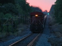 The sun's not up yet, but 528 has a high green as it heads east to Toronto, and eventually Albany with ethanol loads. 