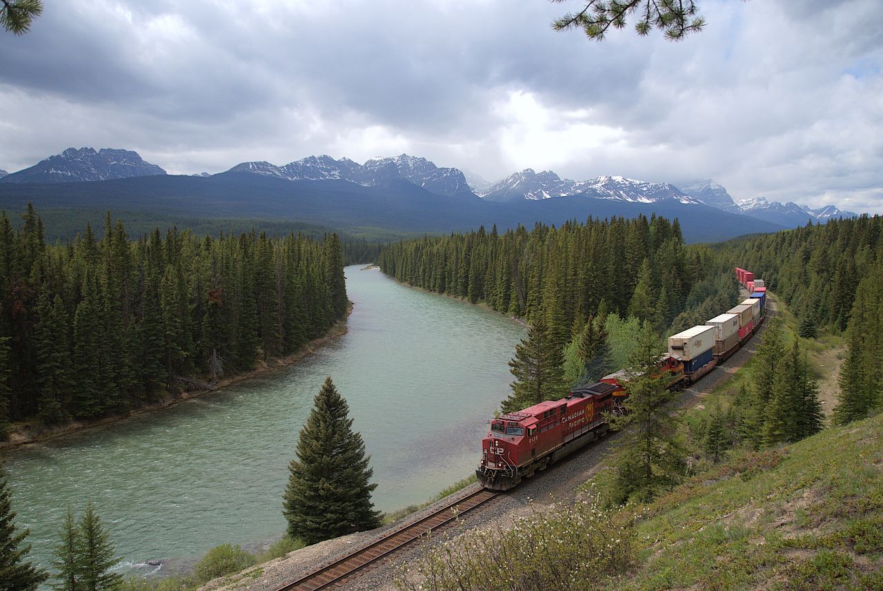 When the Foreman clears the main....the parade commences..


The second of four in 82 minutes


CPKC #114 intermodal with CP #8125 - KCS #4831, mid train DPU KCS #4667, tail end DPU KCS #4832


From the Storm Mountain Lookout, Bow Valley Parkway at 15:01 MDT June 6, 2025 digital by S.Danko


What's interesting


Nicholas Morant referred to this location at mile 100 Laggan Sub. as Castle Mountain.


CP units always in the lead position, the KCS units employed as DPU's and or trailing.


sdfourty