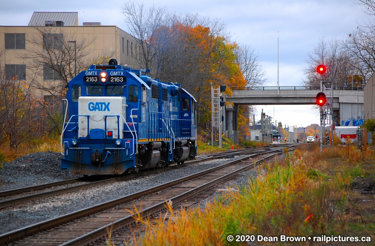 GMTX GP38-2 2163 and GMTX GP38-2 2279 in Kitchener.