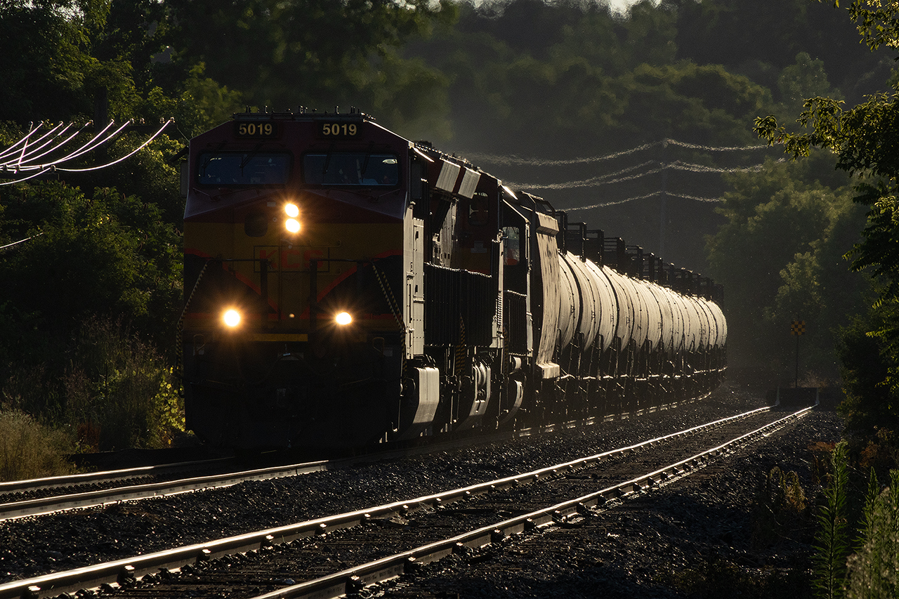 Sometimes, even in colour you end up with black and white. 2 of KCS's ET44's (5004) and GP38-2 3063 bring 135 past the old Killean Siding, with its jointed rail minted in 1948 as a reminder of railroadings longevity, and its past.