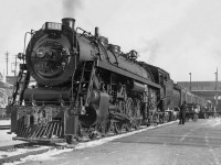 Waiting to depart on an eastbound passenger train for Toronto, CNR U-1-e Mountain 6047 stands at Hamilton;s James Street station.

<br><br><i>Reg Button/Bob Bratina Collection.</a>