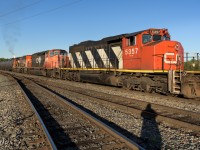 A seemingly endless train of tanks waiting at Bretville Jct. for traffic to clear on the Wainwright Sub. Approx. an hour and a half later they were given the okay and a light to proceed to Walker yard.