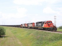 After being held out for the Board of Directors' inspection train and waiting for L51251 to depart (behind a pair of SD40-2Ws), L52251 finally gets a light into Scotford Yard (behind SD40-2 5381, and SD40-2Ws 5281, and 5268). These operations are well described in A J Shewan's article "Alberta's Heartland, Where CN Six-Axle Locomotives Roam" in the February 2021 issue of Railfan and Railroad magazine.