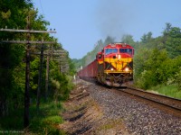 With Herzog equipment calibrated and ready, CPKC 9WGA begins its westward ballast dumping assignment under the steady hand of Engr. Young.  The movement would drop fresh rock between Guelph Junction and Orr's Lake, dumping in both Puslinch and Orr's Lake sidings as well as the main track.