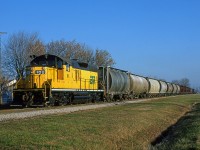 Built as Algoma Central 172, Essex Terminal 102 heads for Ojibway Yard in Windsor's west end. This was the last GP9 built and now works for the Ontario Southland Railway, still numbered 102.