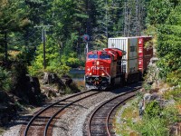 All the things that make Central Ontario great. Rocks, trees, water and the railroad. 112 at the Bala north switch, one of my favourite spots. 