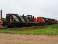 In what may be its final ride across the prairies, GMD1 CN 1423 hitches a ride on M 31742 06 into Edmonton. The locomotive was retired in 2021 and spent the last few years at the CN Campus in Winnipeg, training future conductors.