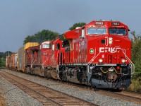 It will never look this clean again. On its maiden voyage, 230 rumbles into Killean with just delivered 7503 leading 4506, 9817 and 8008 (off yesterday's 731) catch the relatively early morning light. Clearly, the wipers were tested before it left, and the "joy" of bug season has left its mark, but shiny is still a novelty on CP.  Now, if we can just keep them out of coal service for a while. 