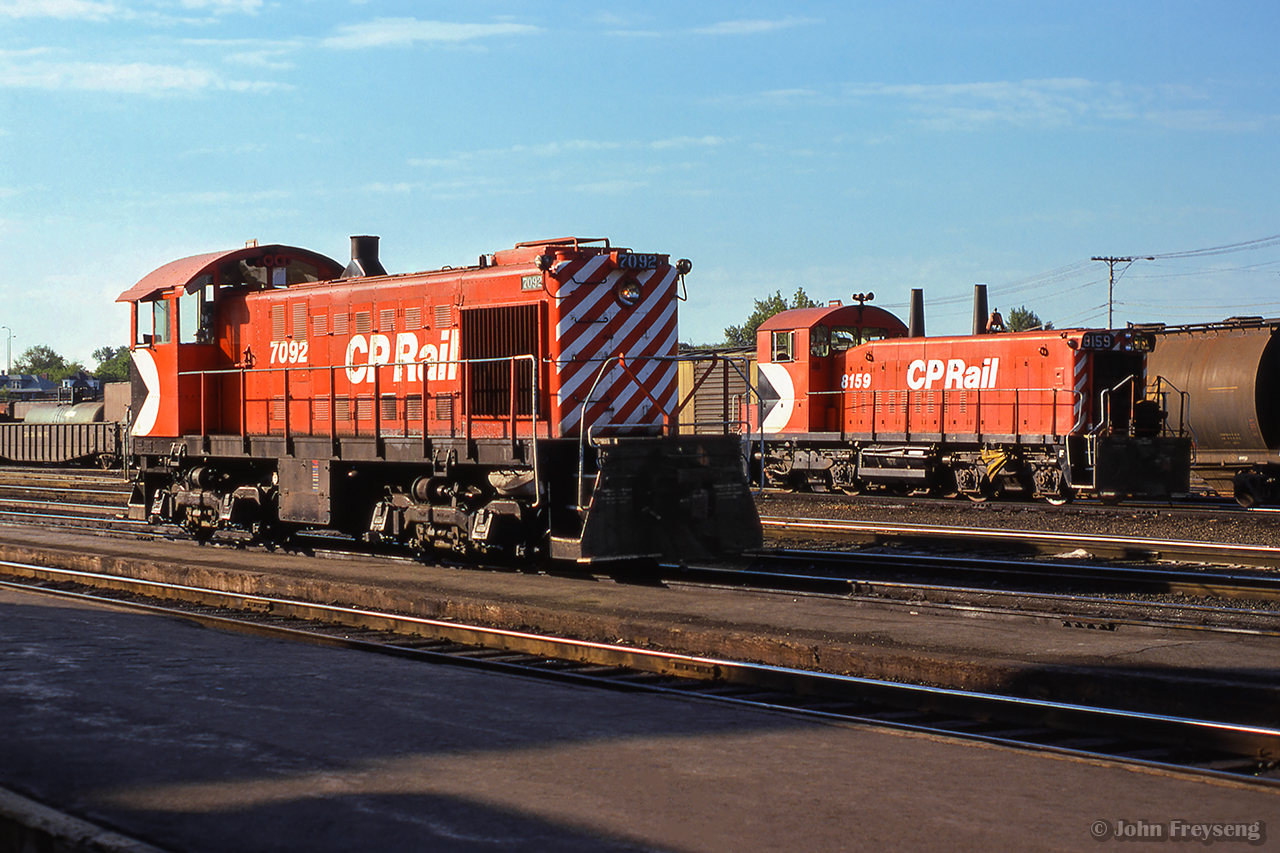A pair of switchers are seen basking in the morning sun near CPR's Sudbury station.

Scan and editing by Jacob Patterson.
