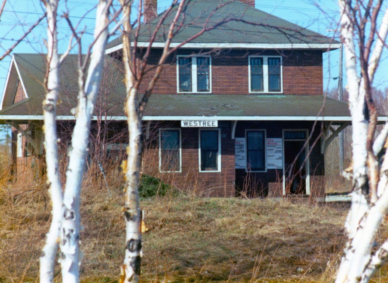 Looking toward the station from the lake side of the tracks. If I recall correctly, in 1975 Westree was an active station with a Day Operator/Agent with accommodations upstairs.
