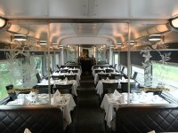 <b> Dinner anyone? </b> <br>
The tables are set for dinner on this July 30, 2025 afternoon on VIA 001 heading west from Toronto, ON. <br>
Kitchen/diner VIA 8407 Emerald has been beautifully refurbished and retains a lot of its original 1950's charm in both ambiance and service. <br>
It's always a treat at every meal on board The Canadian.