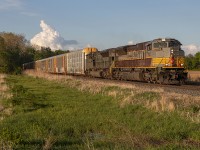 CPKC 231 heads west towards Glencoe on the Windsor Sub with a memorable duo of Heritage ACU 7013 and Military tribute ACU 7020 back to back.  I haven't seen one of these duos since 2020 with 7016 and 6644.  Quite the wait for this one, but it was all worth it in the end with the sun relaxing low in the sky to give a nice view of a unique consist.  Some homemade number boards on 7013.
