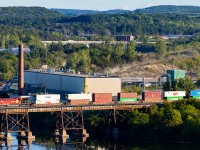 The trains still run and the river still flows however times are changing, the Canadian Pacific has been replaced with CPKC and the Cascades plant is shut down.  7453 leads the morning CPKC 113 westward through Trenton.
