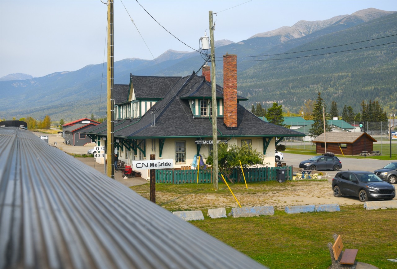 <Lookin' good after all these years  
CN's beautiful station at McBride, BC has been well taken care of over the decades and is looking great! 
Constructed in 1919 by the Grand Trunk Pacific Railway (GTPR), it is now a designated historical railway station. 
Additional information on this classic station can be viewed at  constructed in 1919 by the Grand Trunk Pacific Railway (GTPR)