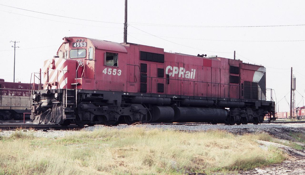 This August 1983 view shows big CP MLW M630 at rest at the CP Agincourt Diesel Terminal. Great to see those old "Alcos" still in service at the time. Those were the days, right?
