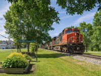 CN 562 flying by the town of Val-Brillant early in the afternoon. As you can see by the ''A/C'' setting, this was a pretty hot day! I chased this train all the day from Mont-Joli to Sainte-Florence, though in retrospective, i think i should have went all the way down the valley... Oh well!