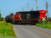 CN 562 with CN ES44DC 2304 on the Humberstone Spur in Port Colborne.