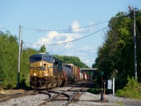 CN 326 with a pair of CSXT Gevos has just arrived at Coteau. They will tie their train down here before going into the yard light power to lift cars.