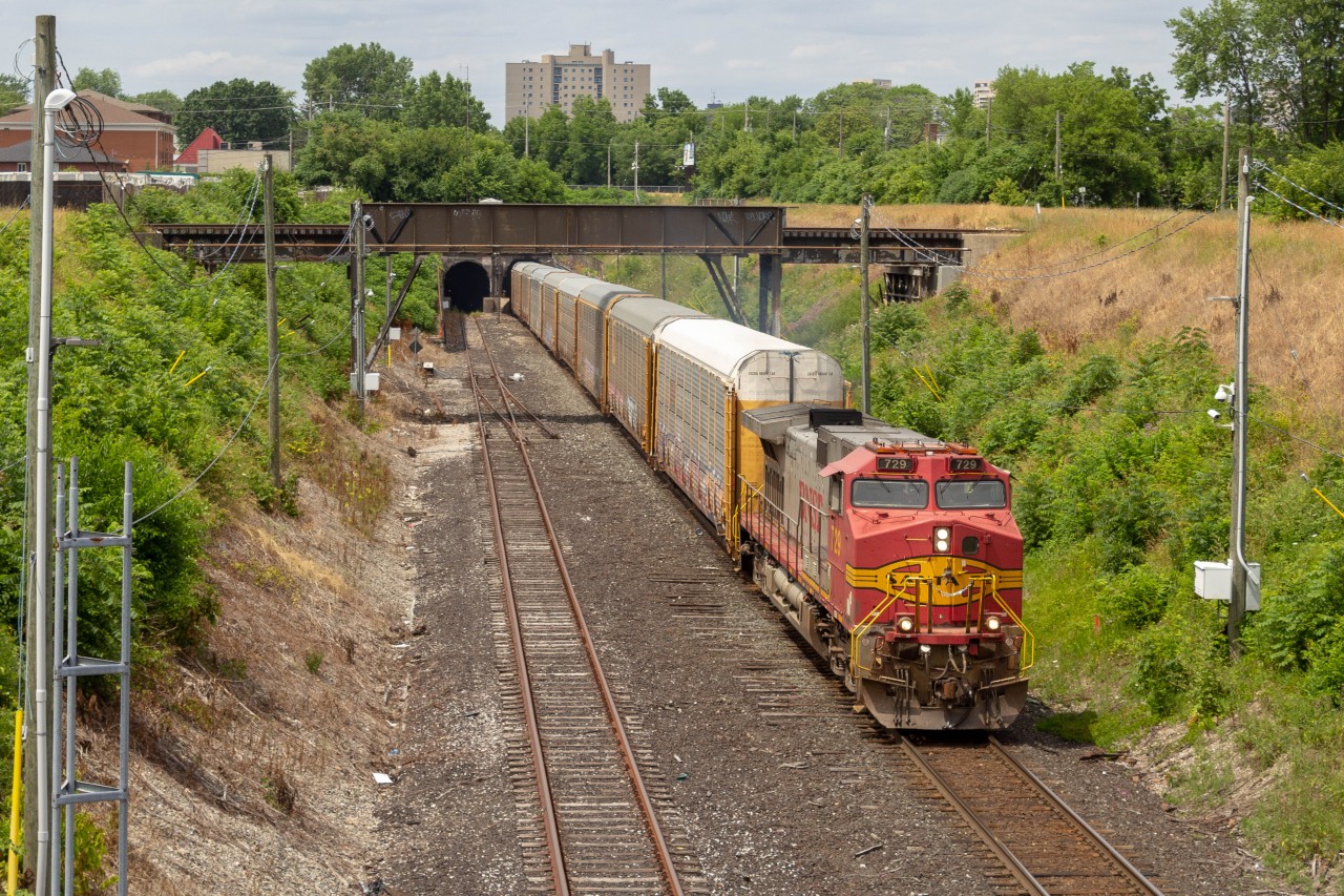 While the horribly off schedule spray train was slowly moving along the Galt back in July of 2022 and was about to tie down in London, I managed to get else good. Notice the Sante Fe lettering on the nose which was an added plus. This train was delayed 2 hours by CP 130 and H98, blocking access through the tunnel due to 130 having air problems.