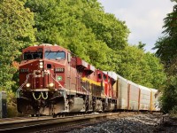 CP 137 is seen digging into the slight grade at the west end of Meadowvale. Luck was on my side as the sun vanished literally 30 seconds later. Unfortunately this spot has grown in so much in recent years to the point that only the north track is shootable on sunny days.