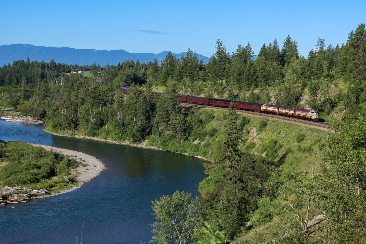 The Royal Canadian Pacific starts out along the Elk River, just east of Elko, British Columbia. The Cranbrook Sub will follow the river all the way to Sparwood.