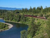 The Royal Canadian Pacific starts out along the Elk River, just east of Elko, British Columbia. The Cranbrook Sub will follow the river all the way to Sparwood. 