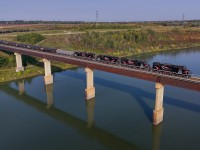 The morning Cando job crosses the North Saskatchewan River, enroute to Fort Saskatchewan to service customers in Alberta’s Industrial Heartland. 
