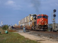 Z 11451 16 gets underway out of Young after M 31751 15 cleared into the siding. 