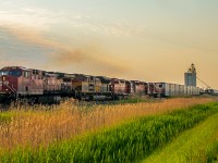 The five unit train making it's way West out of Winnipeg as the sun not long after sunrise.