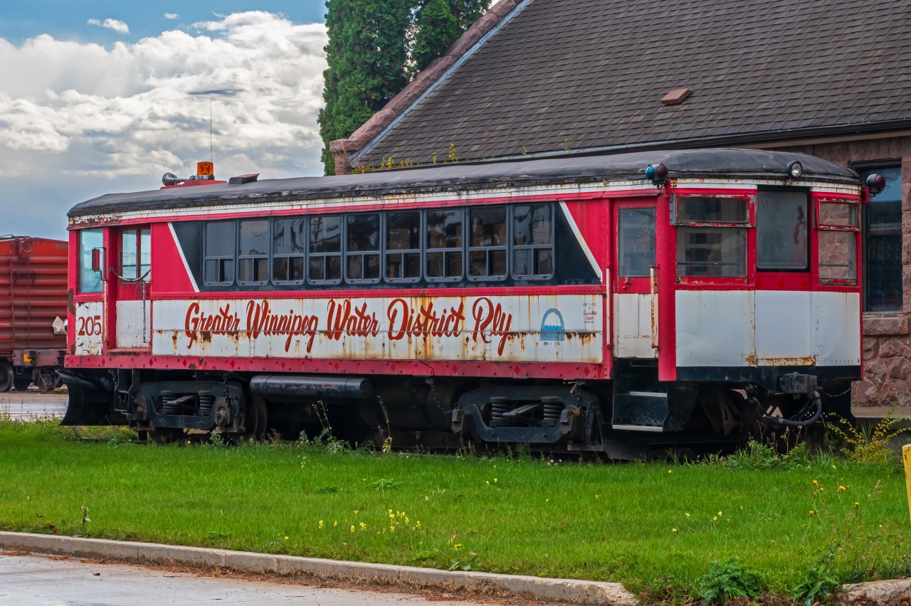 Greater Winnipeg Water District's Brill Railbus built in 1921. Sitting in front of their St. Boniface train station.
Earlier this year it was taken for refurbishment.