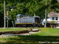 CN 1506 had an interesting journey to get to the Niagara region. First sold to K&K in a CN auction in October 2020. Moved to Welland in early 2021 with a grab bag of other Dash 8 locomotives, they sat unprotected at the former Martech facility where nobody really kept the fence closed. Presumably they were for scrap, but K&K is also in the re-sale business. There were plans to re-sell locomotives overseas, but vandals would get to the locomotives and take out all the copper wiring and anything else of immediate scrap value rendering just about every locomotive stored in Niagara useless for re-sale. However, the three four axle units, 4100, 1504, 1506 while vandalized were kept around after all the Dash 8's were dismantled in 2021/2. Sold to Lambton Diesel who rose to the challenge, the units were completely rewired and rebuilt, even with new prime movers (replacing the B-C blocks with C blocks) 1506 was modified with new cut-in long hood windows to compliment the small portal windows to improve visibility. 1506 now toils in active service daily for the GIO Railway in Niagara, not too far from where it was stripped and left for dead, only to rise from the scrap heap to live another life. Great job to the LDSX folks for showing us how it can be done.<br><br>Pictured is the daily Flour Mill switcher heading back to the mill to switch some cars on the former CNR Dunville sub, with the Government Spur in the foreground.<br><br>Perhaps Dean or Arnold can tell us the story of how these lines kept their rail service in 1999/2000.