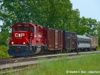 For the Niagara guys, and anyone else who finds this interesting: So on a random trip to Niagara to shoot the NS transfer, I ran into this thing departing Welland heading south, just about to turn away from the CASO. I'd like to know what the heck is going on with this train though. Did anyone else see this, either on this day or any other time? The full consist is CP 2285, CP 60, CP 424994, CP 65, and SOO 79173* (*Difficult to read). I do have a nice across the field shot of this train but I didn't chase far, the NS usually crossed much earlier in this era so I had to go.