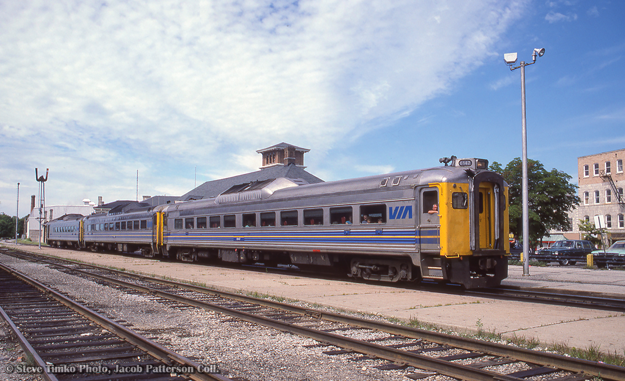 VIA 664 pauses at Guelph en route to Toronto.

Steve Timko Photo, Jacob Patterson Collection Slide.