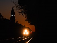 Summer has passed and Fall is here, evidenced here by a deep golden sunset featuring CP's eastbound flagship stack train, no.112 from Vancouver, seen here splitting the intermediates at Yonge Street on the North Toronto Subdivision.