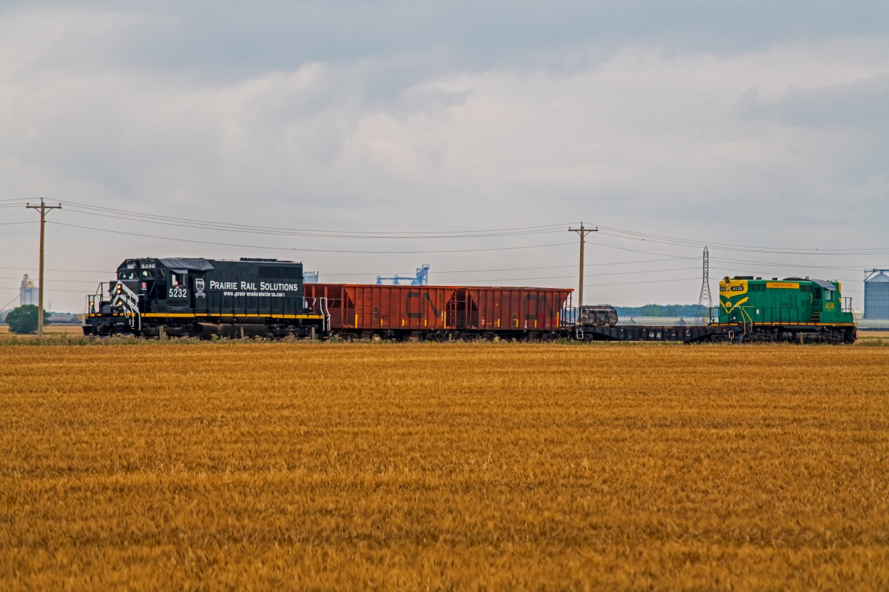 Prairie Rail Solutions making their way back to Inskter Junction Station after doing some ballast work near Warren Manitoba.