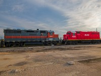 Sitting and waiting for their next load of grain hoppers in Beausejour Manitoba