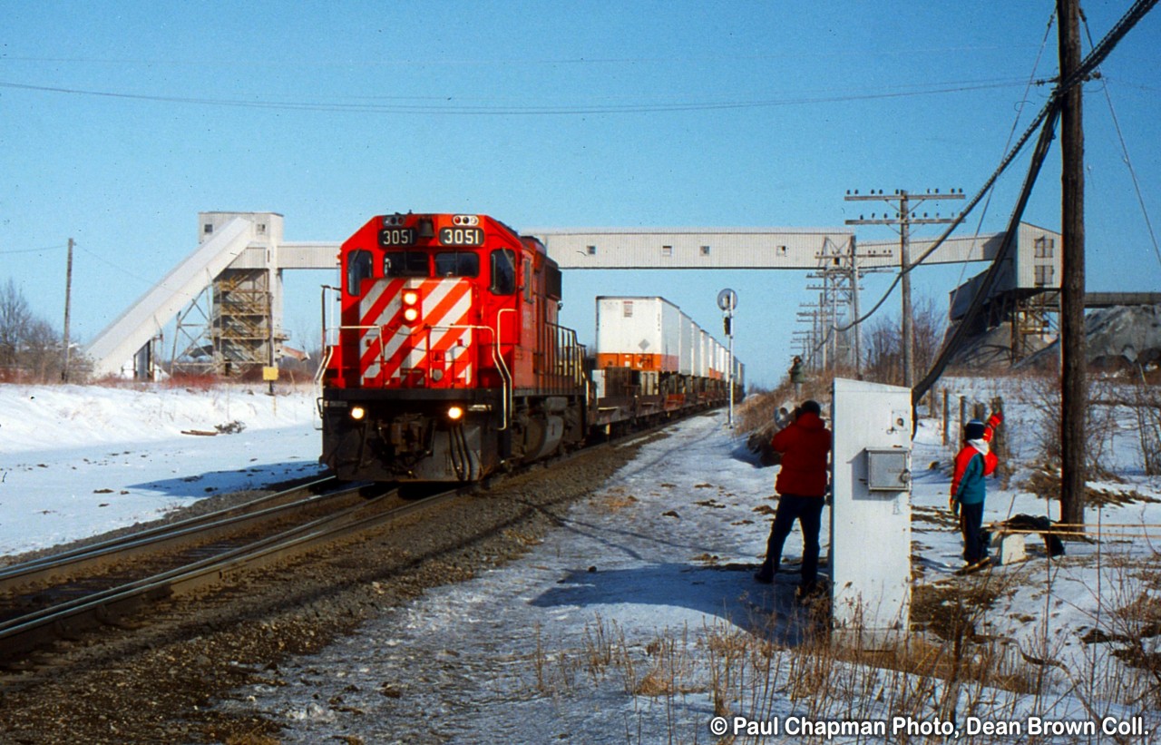 CP Westbound with CP GP38-2 3051 through Zorra on the CP Galt Sub.