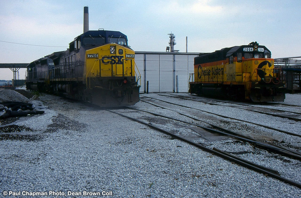 CSX C40-8W 7764 and CSX GP38AC 2004 at Sarnia.