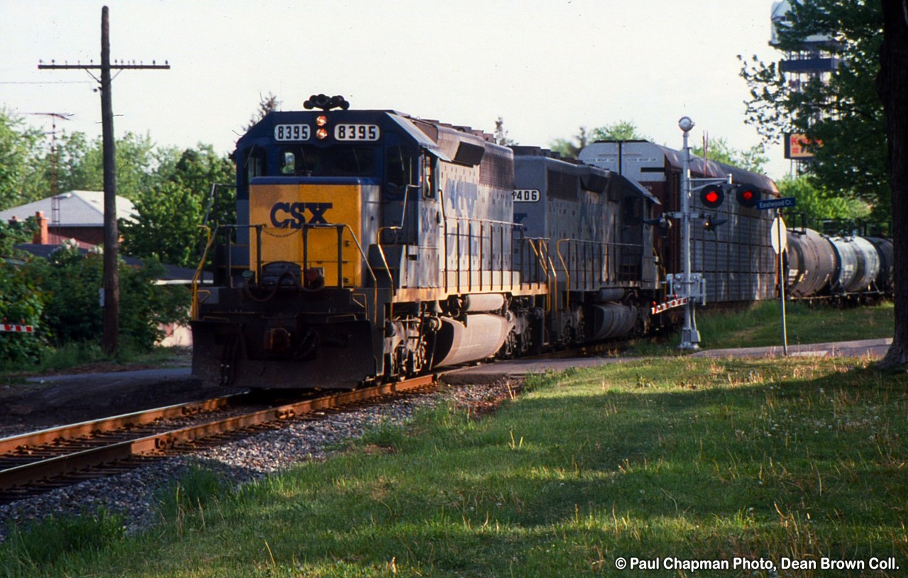 CSX SD40-2 8395 and CSX SD40-2 8406 at Mile 1 on the CP Hamilton Sub.