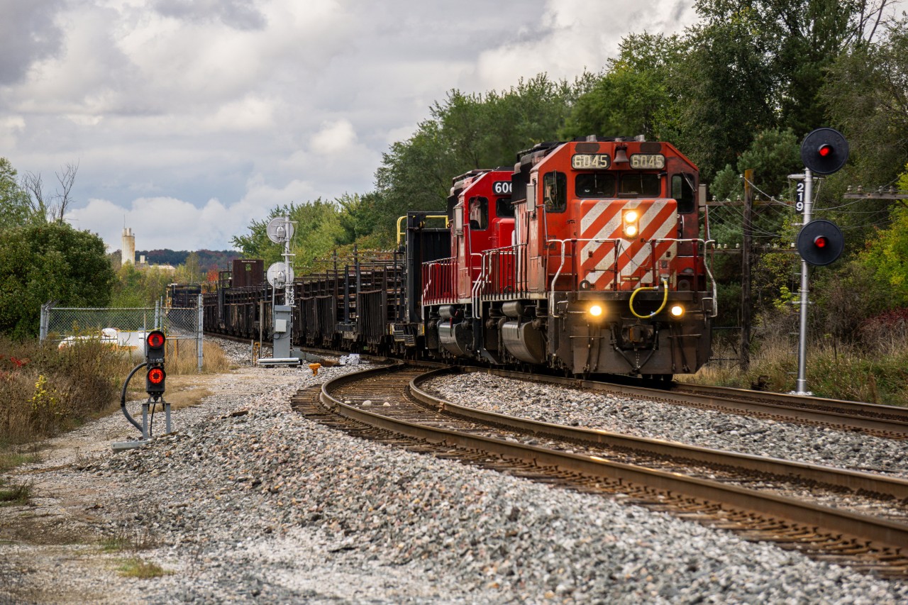 On the 11th of october, 2025 I chased a CP CWR train from North bolton, Ontario to Emery where they reside as I submit this image. Leading the train was Multimark EMD SD40-2 6045 and trailing behind it Beaver 2 SD40-2 6068. Later in the day I saw them at the Nashville road grain elevator and both daytime and night shots of them sitting in emery siding. at first I thought they would tie down in bolton but they were not able to fit the train into the siding so they ran it down for a few miles to emery.