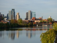 CN 527 is on its way back to Southwark Yard as it crosses the Lachine Canal with a pair of SD70M-2s.