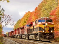 One of my favourite local autumn spots in Meadowvale, although I usually find shooting in the other direction works best if CP is nice enough to actually put something on the north track. This year the colours here are changing a bit slower so hopefully there is still a couple more weeks of photography here. Today 134 had a decent lash up as it headed for Toronto. Unfortunately the sun didn’t totally co operate, but still made for a decent photo. 