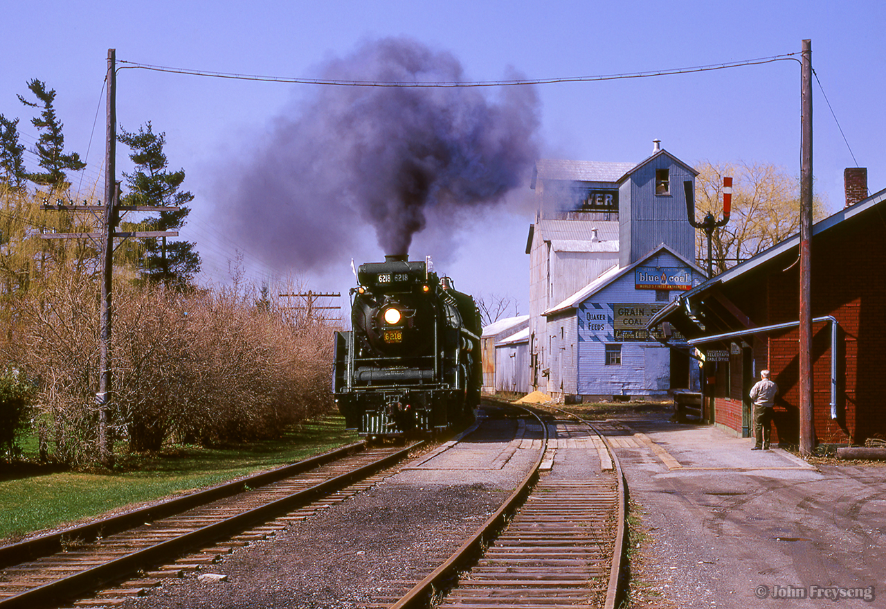 An Upper Canada Railway Society excursion bound for Lindsay passes Unionville's 1871 station behind CNR 6218.

Scan and editing by Jacob Patterson.