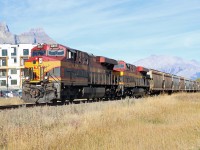 Having originated at Sapperton (New Westminster) on CN, empty CPKC potash train 602 speeds east through Canmore behind KCS 4817, KCSM 4904 and DPU CP 8776. Hmmm, that building under construction in the background would have a great shot of westbounds for most of the day (and there's a nearby crossing for other times)--I wonder if it's going to be a condo or a rental property...